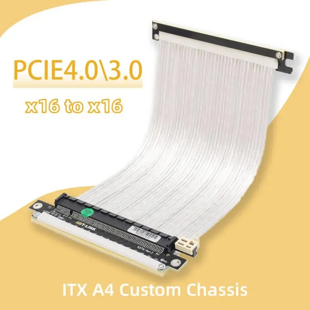 Itx Gpu Riser Pcie 4.0 16X - فضي أبيض عكسي PCIE 4.0 محمي